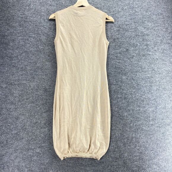 New PRETTYLITTLETHING Dress Women 10 Beige Sheath Midi Crew Neck Sleeveless - Picture 2 of 12